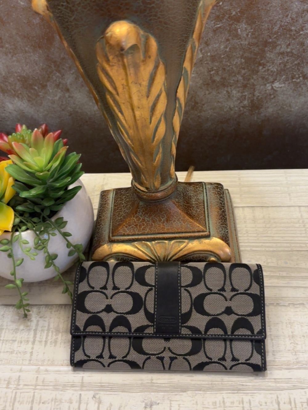 Like New ~ Coach Black Signature C Continental Wallet